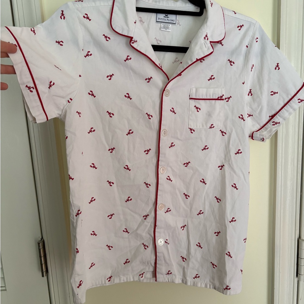 Petite Plume White Pajama Top with Red Lobster Accents (Top Only)